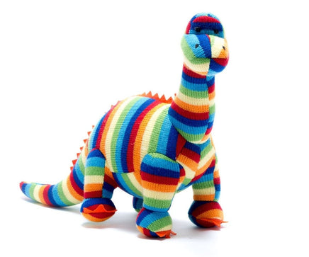Best Years Knitted Diplodocus Dinosaur Soft Toy (Stripes) - Guzzgoggs