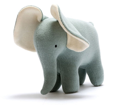 Best Years Knitted Organic Large Elephant Soft Toy (Teal) - Guzzgoggs