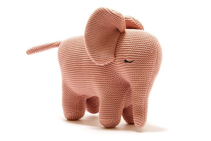 Best Years Knitted Organic Large Pink Elephant Soft Toy - Guzzgoggs