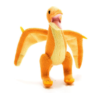 Best Years Knitted Pterodactyl Dinosaur Rattle (Yellow) - Guzzgoggs