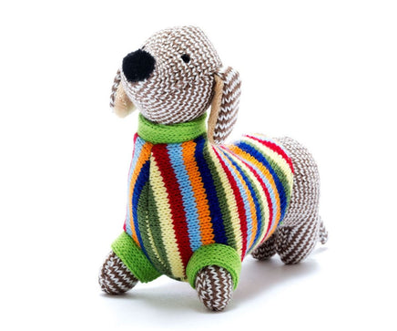 Best Years Knitted Sausage Dog Baby Rattle - Guzzgoggs