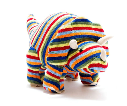 Best Years Knitted Triceratops Soft Toy (Stripes) - Guzzgoggs