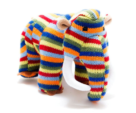 Best Years Knitted Woolly Mammoth Rainbow Stripes Baby Rattle - Guzzgoggs