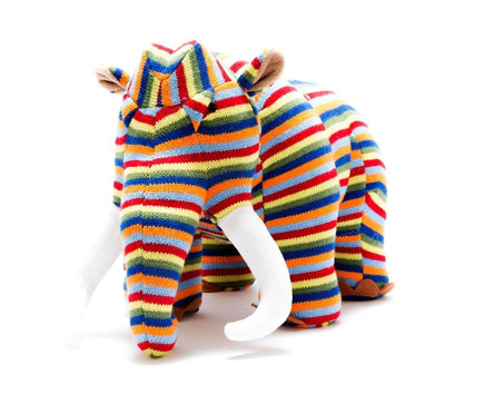 Best Years Knitted Woolly Mammoth Soft Toy (Rainbow Stripes) - Guzzgoggs