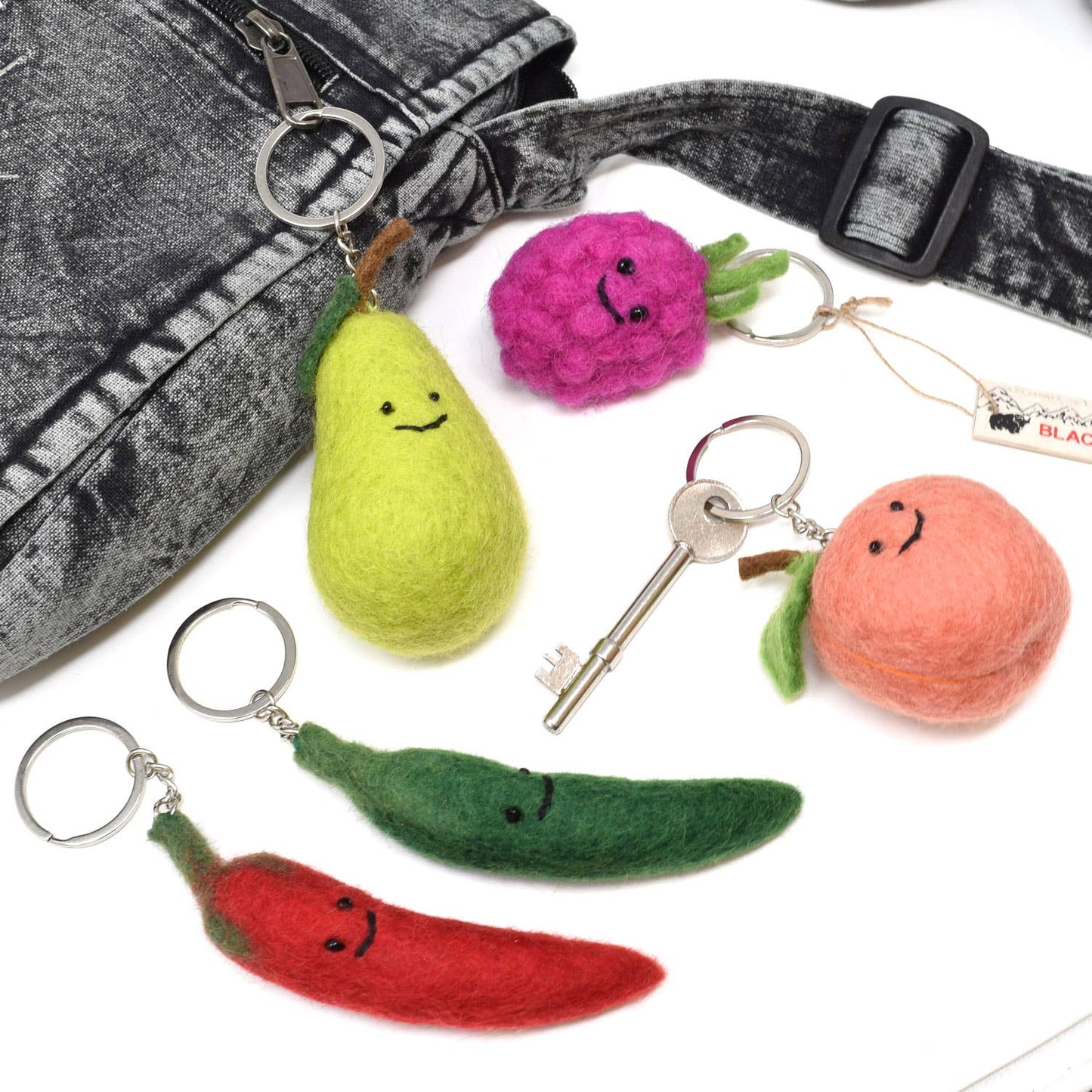 Black Yak - Felt Keychain - Pear Felt Keyring - Guzzgoggs