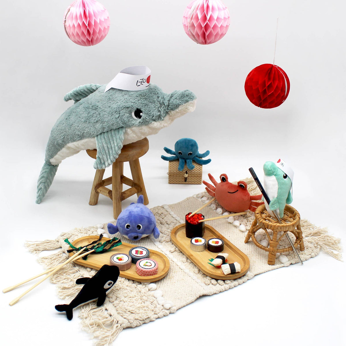 Les Ptipotos Darcy The Dolphin Mum & Baby Blue| Guzzgoggs
