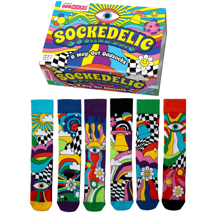 Sock Academy - SOCKEDELIC 6 Odd Socks Gift Box - United Oddsocks - UK 6 - 11 EUR 39 - 46 US 7 - 12 - Guzzgoggs