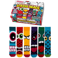 Sock Academy - THE STRESS HEADS 6 Odd Socks Gift Box - United Oddsocks - UK 6 - 11 EUR 39 - 46 US 7 - 12 - Guzzgoggs