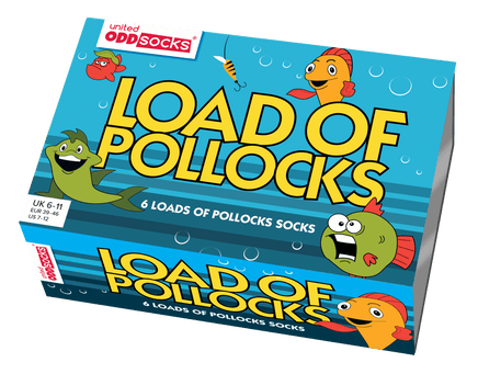 Sock Academy - UNITED ODDSOCKS GIFT BOX - LOAD OF POLLOCKS - 6 ODD SOCKS - UK 6 - 11 EUR 39 - 46 US 7 - 12 - Guzzgoggs