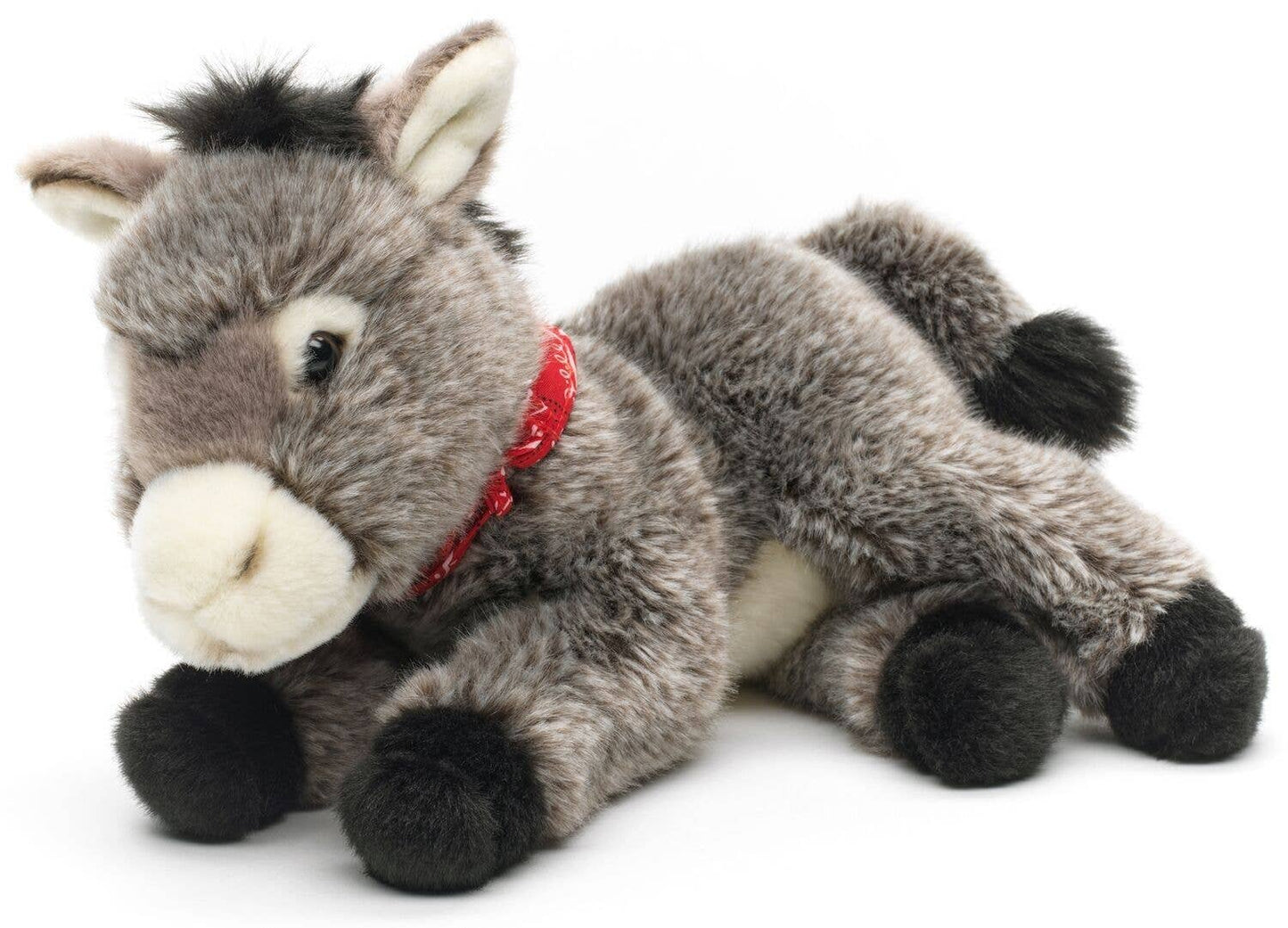 Uni Toys - Donkey with Scarf, Lying Down - 28cm Plush - Guzzgoggs