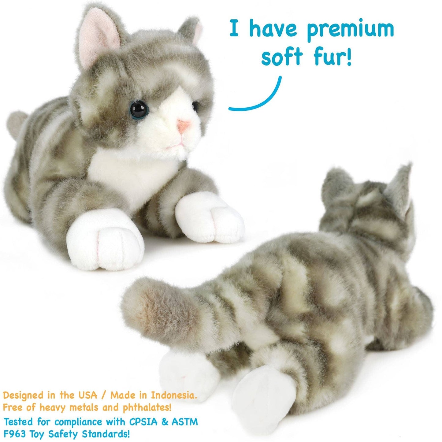 VIAHART Gavin the Grey Tabby Cat 13 Inch Stuffed Animal Plush - Guzzgoggs