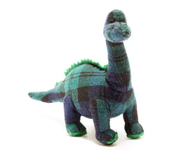 Best Years Diplodocus Dinosaur Baby Rattle in Tartan - Guzzgoggs