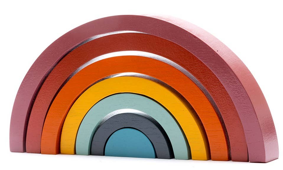 Best Years Fair trade, handmade wood rainbow toy in contemporary colours - Guzzgoggs
