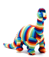 Best Years Knitted Diplodocus Dinosaur Plush Toy in Bold Stripes - Guzzgoggs