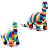 Best Years Knitted Diplodocus Dinosaur Plush Toy in Bold Stripes - Guzzgoggs