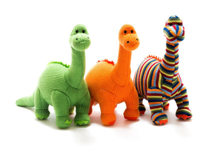 Best Years Knitted Green Diplodocus Dinosaur Plush Toy - Guzzgoggs