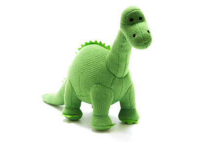 Best Years Knitted Green Diplodocus Dinosaur Plush Toy - Guzzgoggs