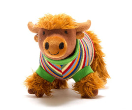 Best Years Knitted Highland Cow Plush Toy in Stripe Jumper - Guzzgoggs