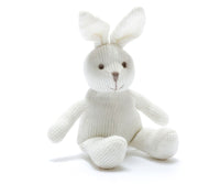 Best Years Knitted Organic Cotton White Bunny Baby Rattle - Guzzgoggs