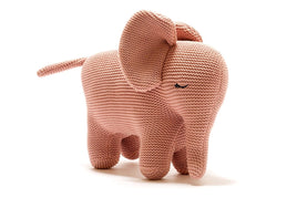 Best Years Knitted Organic Large Pink Elephant Soft Toy - Guzzgoggs