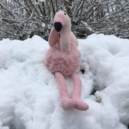 Best Years Knitted, Plush and Tweed Pink Flamingo Baby Rattle - Guzzgoggs