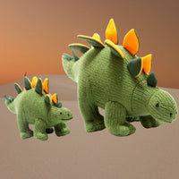 Best Years Knitted Stegosaurus Dinosaur Plush Toy Moss Green and Orange - Guzzgoggs