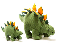 Best Years Knitted Stegosaurus Dinosaur Plush Toy Moss Green and Orange - Guzzgoggs