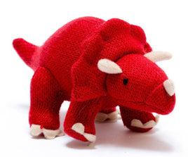 Best Years Knitted Triceratops Baby Rattle (Red) - Guzzgoggs