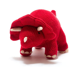 Best Years Knitted Triceratops Soft Toy (Red) - Guzzgoggs