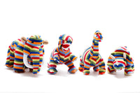 Best Years Knitted Woolly Mammoth Dinosaur Baby Rattle - Rainbow Stripe - Guzzgoggs