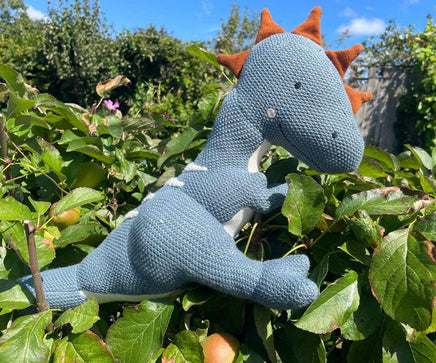 Best Years Large Organic Cotton Dinosaur Plush Toy, T Rex Blue - Guzzgoggs