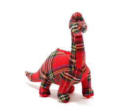 Best Years Red Tartan Diplodocus Dinosaur Plush Toy - Guzzgoggs