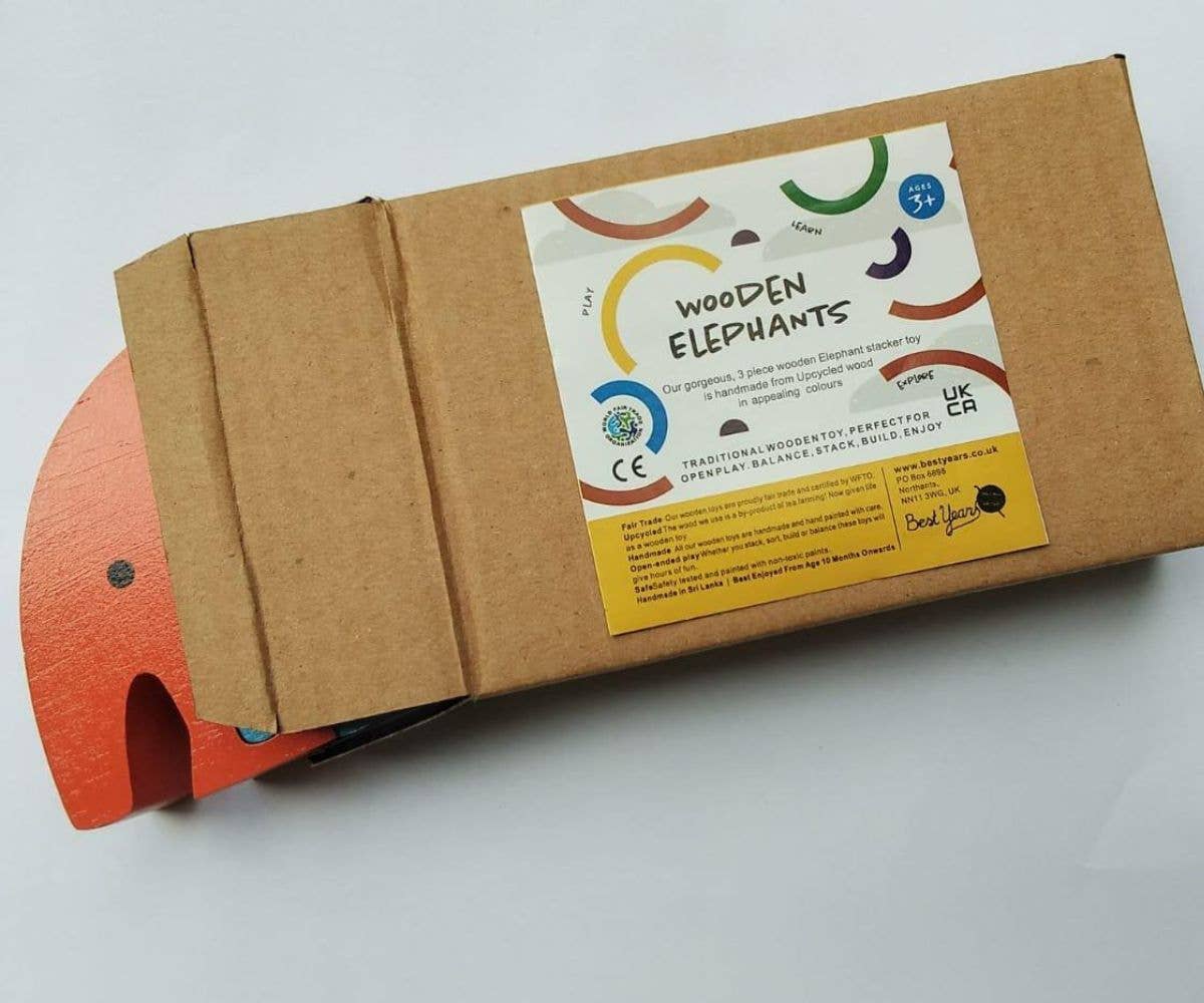 Best Years Wooden Elephant Toy Pastel, Fair Trade Handmade - Guzzgoggs