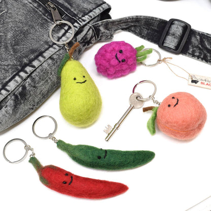 Black Yak - Felt Keychain - Chilli Felt Bag Charm Keyring - Green Chilli - Guzzgoggs