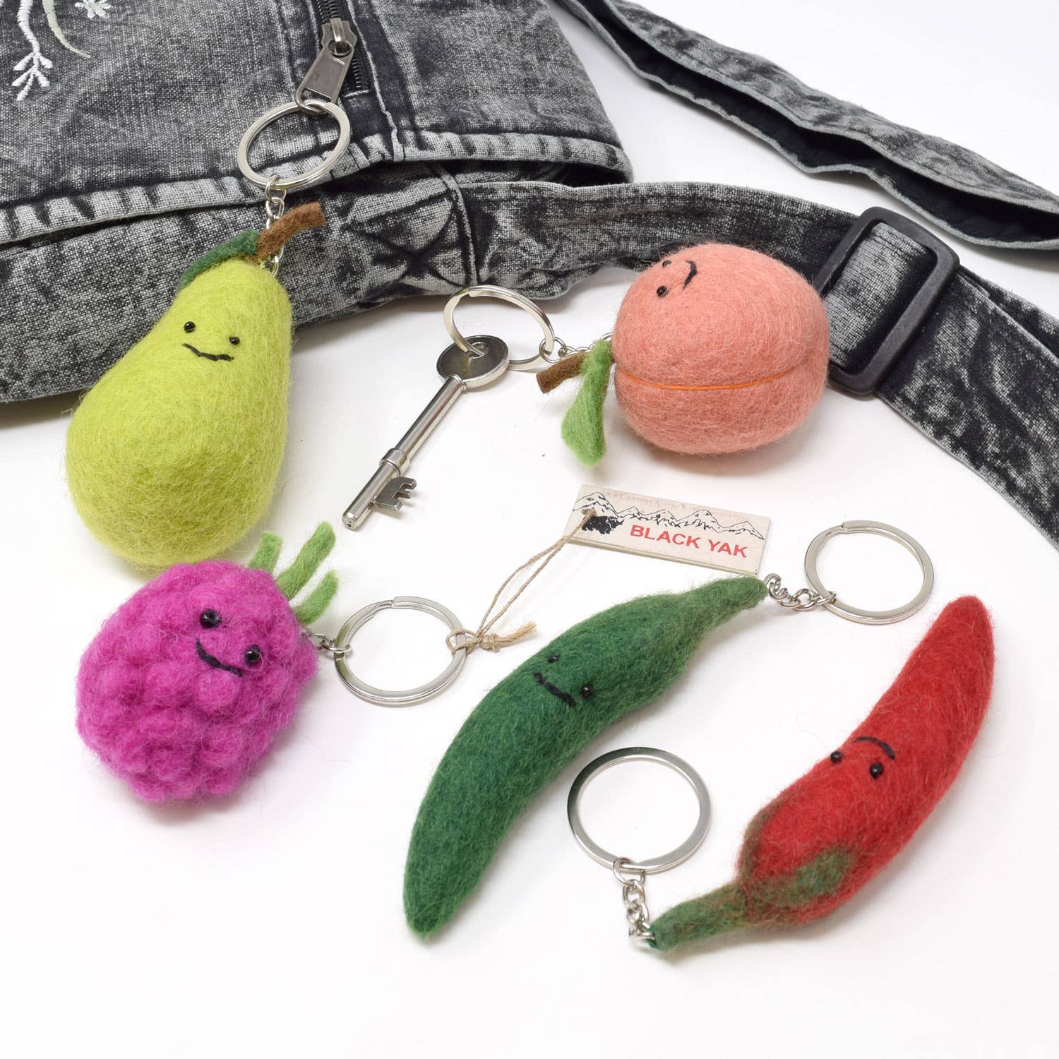 Black Yak - Felt Keychain - Pear Felt Keyring - Guzzgoggs