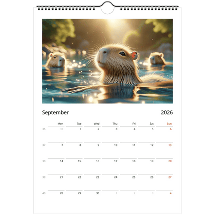 Capybara Wall Calendar 2026 A4 Size - Guzzgoggs