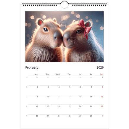 Capybara Wall Calendar 2026 A4 Size - Guzzgoggs