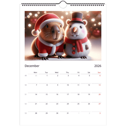 Capybara Wall Calendar 2026 A4 Size - Guzzgoggs