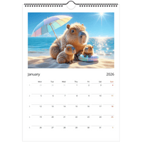 Capybara Wall Calendar 2026 A4 Size - Guzzgoggs