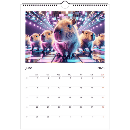 Capybara Wall Calendar 2026 A4 Size - Guzzgoggs
