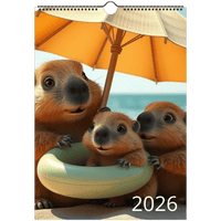 Capybara Wall Calendar 2026 A4 Size - Guzzgoggs