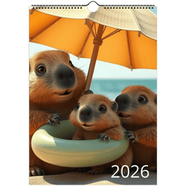Capybara Wall Calendar 2026 A4 Size - Guzzgoggs