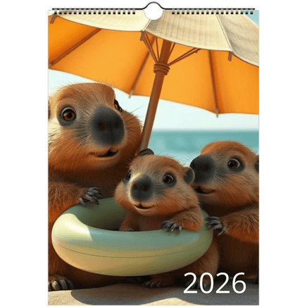 Capybara Wall Calendar 2026 A4 Size - Guzzgoggs