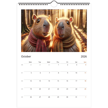 Capybara Wall Calendar 2026 A4 Size - Guzzgoggs