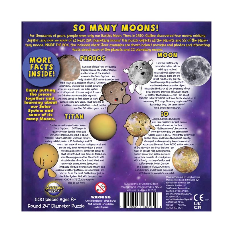 Celestial Buddies: So Many Moons! 500 Piece Education Space Puzzle - Guzzgoggs