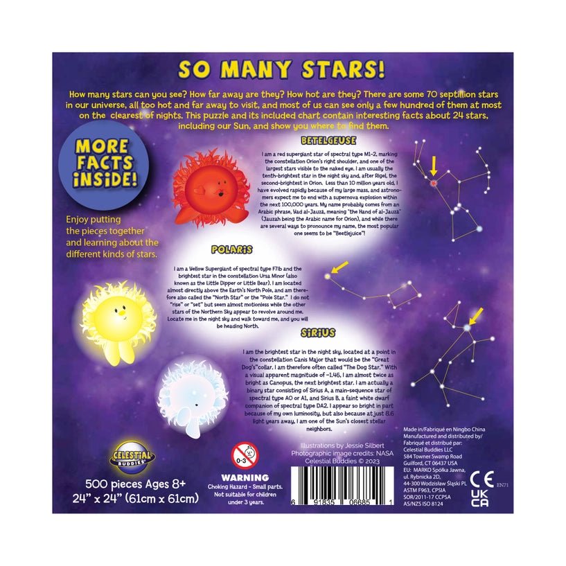Celestial Buddies: So Many Stars! 500 Piece Educational Space Puzzle - Guzzgoggs