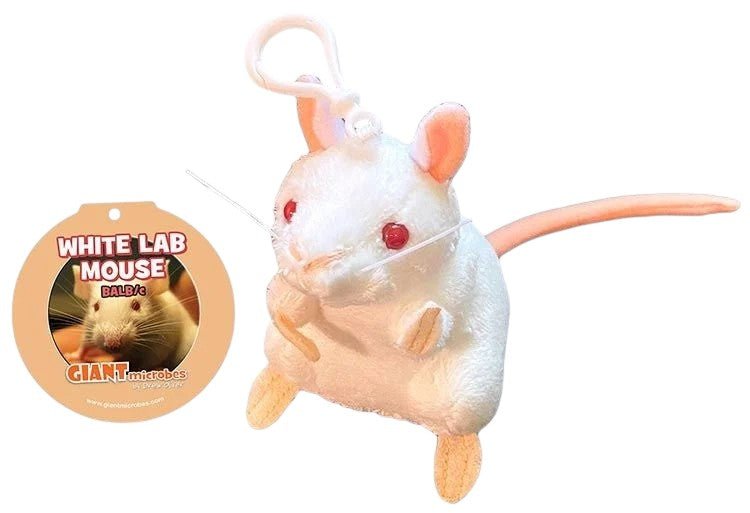 Giant Microbes White Lab Mouse Keyring - Guzzgoggs