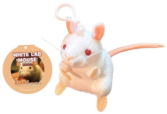 Giant Microbes White Lab Mouse Keyring - Guzzgoggs