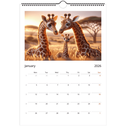 Happy Families Wall calendars 2026 Our Beautiful Animals - Guzzgoggs