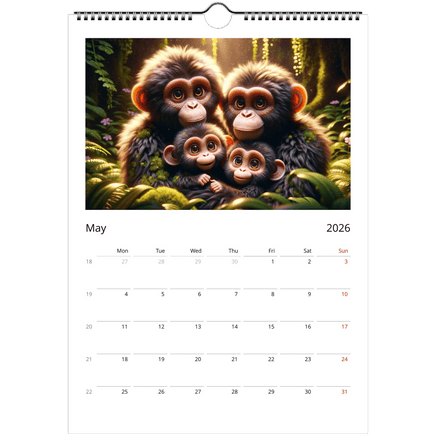 Happy Families Wall calendars 2026 Our Beautiful Animals - Guzzgoggs